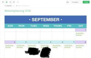 Evernote als Kalender - Monatsplanung